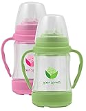 Green Sprouts 4 Ounce Glass Sip 'n Straw Cup, 2 Pack, Pink/Green by green sprouts