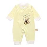 ベビーロンパース　Luyusbaby 長袖カバーオール肌着カトゥーンプリント　イエロー　６６ｃｍ
