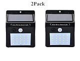 HUIJIN 防水20LEDs センサーライト 人感ソーラーライト 壁 ライト ボタン付き 太陽発電 屋外照明 /軒先/壁掛け/庭先/玄関周りなどのライト 夜間自動点灯 2個