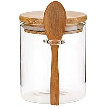 Amazon｜ガラス食品気密キャニスター キャスター木製ツイスト蓋
