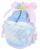 おむつケーキ 男の子 人気 1段 / ベビー ギフト 出産祝い 人気 日本製 ラブリーベビー ブルー (パンパース Ｓサイズ)
