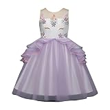 XYGJP ワンピース 子供ドレス 女の子 無袖 ユニコーン ピアノ 発表会 結婚式 入園式 花嫁介添人 卒業式 お嬢様