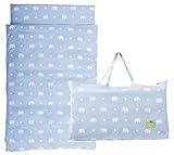 エムール 洗える『お昼寝 ベビー布団 5点セット 園児用』 持ち運べる バッグ付き ゾウ柄ブルー