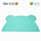 Raymoon　ベビー用　可愛い　食事マット シリコン キッズ ランチョンマット　テーブルマット 撥水　食べこぼし防止 　子供用　持ち運び便利　滑り止め　耐久性　グリーン