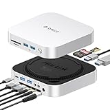 ORICO Mac mini M4 ドック USBハブ 9-in-1 SSD増設対応 10Gbps高速転送 USB-A×4 microSD/SDカードリーダー 3.5mmイヤホン・マイク 静音ファン搭載 磁着式カバー アルミボディ Mac mini 拡張ドッキングステーション — M49P