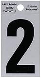 The Hillman Group 839382 2-Inch Black on Silver Reflective Square-Cut Mylar House Number 2 [並行輸入品]
