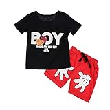 Domybest 子供服 トップス+パンツ Tシャツ 半袖 ショットパンツ ハーフパンツ 男の子 柔らかい 可愛い 普段着 春 夏 2セット