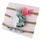 C-Princess 赤ちゃん ヘアバンド ベビー ヘアリボン ヘアアクセサリー 髪飾り 髪留め カチューシャ 3点セット キッズ 女の子 かわいい 出産祝い 誕生日 お宮参り ブルー