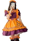 [FULINE] ハロウィーン ハロウィン メイド服 レディース ドレス コスプレ衣装 ロリータ メイドカフェー アリス風 コスチューム 仮装 学園祭 パーティグッズ オレンジ XL