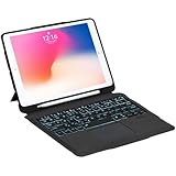 sisyfos iPad 10.2/10.5インチ対応の第7世代・第8世代・第9世代・10.5インチのProとair3に適用軽量キーボード付きケース、高精度タッチパッド付き 7色バックライト ワイヤレス Bluetooth キーボードカバー ペンホルダー付き Type-C接続急速充電、オートスリープ機能、多角度調整 一体型 日本語説明書付き、JIS日本語配列