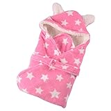 beauty factory ベビー 赤ちゃん おくるみ 星 柄 ふわふわ クマさん 新生児 フリース 防寒 選べる カラー (ピンク)