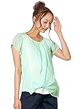 Angeliebe エンジェリーベ マタニティ 授乳口 付 3 WAY シフォン トップス 妊婦服 産前 産後 半袖 S ～ M ペールブルー
