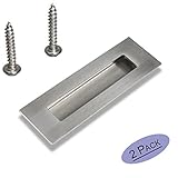 2 Pcs goldenwarmラウンド円形/オーバル/長方形Flush RecessedスライドドアプルハンドルConcealedネジサテンステンレススチール Rectangular:120x40x