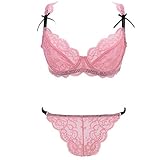 ブラジャー ショーツ セット かわいい チョウ総レース 下着ショーツ セクシー (32/70A, ピンク)