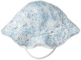 プチボヌール ひもがはずせるリバーシブルピケハットUV ホワイト×ブルーフラワー