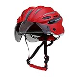 Lovoski MTBバイク 　ロードバイク　 オートバイ 安全ヘルメット　 バイザー付き　4色選べる　 - レッド