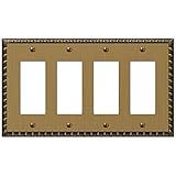 Amertac 90R4BB Egg & Dart Brushed Brass Cast Wall Plate, 4 Rocker [並行輸入品]