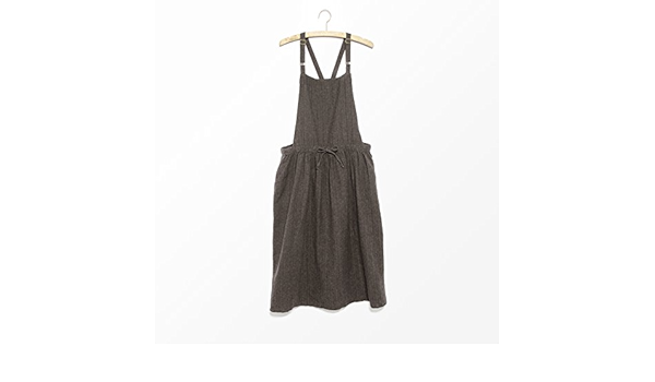 Amazon Co Jp サマンサモスモス Sm2 綿麻織柄ダンガリーエプロンワンピース チャコール M 服 ファッション小物