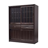 日本製(大川) 天然木桐材 うづくり仕上げ茶たんす高さ120 ブラウン 1894