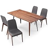 LOWYA （ロウヤ） ダイニングセット ダイニング 5点セット 4人掛け 節あり 無垢天板 幅160cm モダンデザイン ウォルナット×ダークグレー