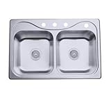 Sterling 11401-3-NA Southhaven 33-inch by 22-inch Top-mount Double Equal Bowl Kitchen Sink, Stainles