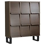 arne ディスプレイラック 本棚 フラップ キャビネット 収納 木製 フラップ扉 日本製 完成品 glande 3×3 ウォールナット