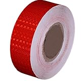 dilib 反射 テープ シール 反射シール 蛍光反射シール 反射テープ 反射警告テープ 蛍光 テープ コンクリート 25m長さ×5cm幅 (赤)