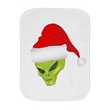 Truly Teague Baby Burp Cloth Green Alien Head withクリスマスサンタ帽子