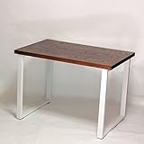 テーブル・デスク 幅100×奥行き65×高さ71cm オーク突板 ブラウン フレーム脚 ホワイト アジャスター付