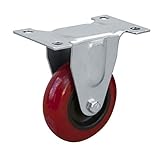 POWERTEC 17033 3-Inch Fixed Polyurethane Plate Caster Red [並行輸入品]