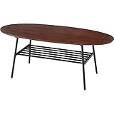 インテリア 家具 便利 おしゃれ コーヒーテーブル【マール】 木製(天然木)/スチール オーバル形 棚収納付き NET-621BR ブラウン