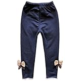 MIOIM キッズ 裏起毛 レギンス パンツ 子供 デニム 風 スパッツ ぽかぽか暖かい 子供服 女の子 ガールズ 裏ボア ズボン (ネイビー, 110CM)