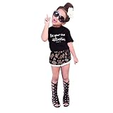 2pcsセットToraway幼児用ベビーキッズ用ガールズ夏ブラックTシャツトップス+花柄レースショーツパンツ服装服セット カラー: ブラック