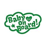 手書き風 baby on board カッティング ステッカー グリーン 緑