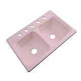 Thermocastチェサピーク33 x 22インチキャストアクリルダブルボウルキッチンシンク、Dusty Rose