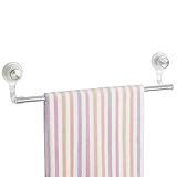 mDesign Power Lock Ultra Suction Bathroom Towel Bar - 24", Brushed Stainless Steel [並行輸入品]