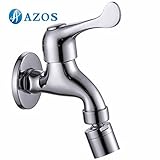 AZOS 水栓・給水部品 蛇口 単一冷水栓 壁付 真鍮製 銀色 長さ80mm PJTB003