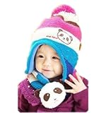 【Global Trade Japan】　パンダ ボンボン 帽子 ＆ マフラー & 靴下 3点セット (ローズ)