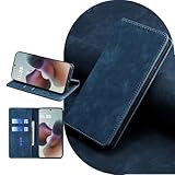 AiMaoo Motorola Moto G66j 5G/G66y 5G/G56 対応 ケース 防塵 耐衝撃 傷つけ防止 軽量 ギャラクシー 手作り PUレザー カード収納 RFID磁気防止 マグネット スタンド機能 ケース 手帳型 Moto G66y 5G/G66j 5G/G56 用 (ブルー)