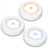 小型 ポータブル 人感 センサー ライト LED ホワイト ウォーム・ナチュラル・クール3種 電池式