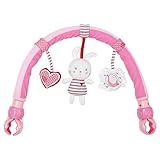 ピンクのウサギのベビーカー・ベビーベッド・ベッドの旅行のおもちゃの弓に沿ってください