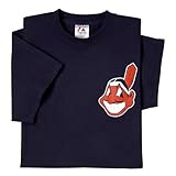 Cleveland Indians (大人用中) 100 %コットンクルーネックMLB公式ライセンス商品MajesticメジャーリーグレプリカTシャツジャージー