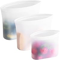 Winrock Reusable Silicone Food Storage Bag, for Microwave, Oven, Fridge, Freezer & Sous Vide Zip Sealed Containers (3 size：53