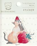 猫柄 猫雑貨 猫グッズ トコロコムギ ステッカー いちごにゃんこは考え中 ねこ