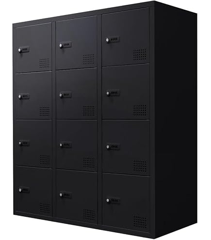 Amazon.co.jp: LOOKIT ロッカー 12人用 鍵付き スチールロッカー 3列4