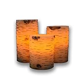 Horich樹皮らLEDキャンドルライト 癒しの雰囲気パーティーキャンドル 3点セット 専用リモート