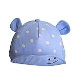 (ハッピー・ライフ）Happylife 赤ちゃん キャップ キッズ 帽子 耳付き お出かけ UVカット ライトブルー