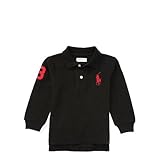 ポロラルフローレン ビッグポニー 長袖ポロシャツ ブラック&レッド (男の子12～24か月用) 18M [並行輸入品]