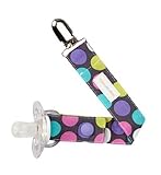 Girl Pacifier Clip in Pink & Purple Polka Dots by Polka Dot Moon