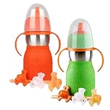 The Safe Sippy 2 2-in-1 Sippy to Straw Bottle, 2 Pack, Orange/Green by Safe Sippy